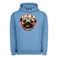 Pigment Pebble Blue pug floral Urban Hoodie - Jasminsmagicworld