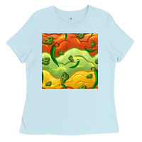Baby Blue mexican sauce and jalapeno seamless pattern Ladies Tee - BundleAndBundleShop