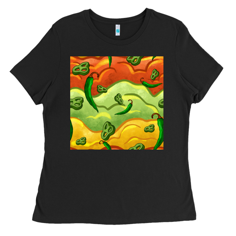 Mexican Sauce And Jalapeno Seamless Pattern Ladies Tee by BundleAndBundleShop | Teevron