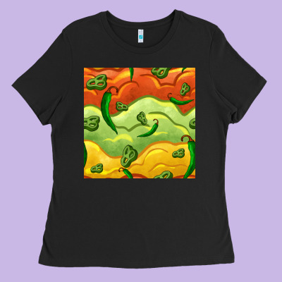 Mexican Sauce And Jalapeno Seamless Pattern Ladies Tee Designed By Bundleandbundleshop