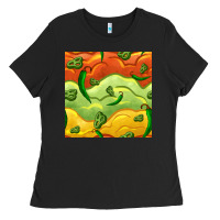 Black mexican sauce and jalapeno seamless pattern Ladies Tee - BundleAndBundleShop