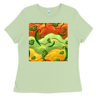Matcha mexican sauce and jalapeno seamless pattern Ladies Tee - BundleAndBundleShop