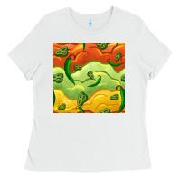 White mexican sauce and jalapeno seamless pattern Ladies Tee - BundleAndBundleShop