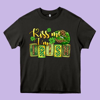 St. Patrick's Kiss Me I Am Irish Heavy Core Tee Designed By Oliviacreatesart