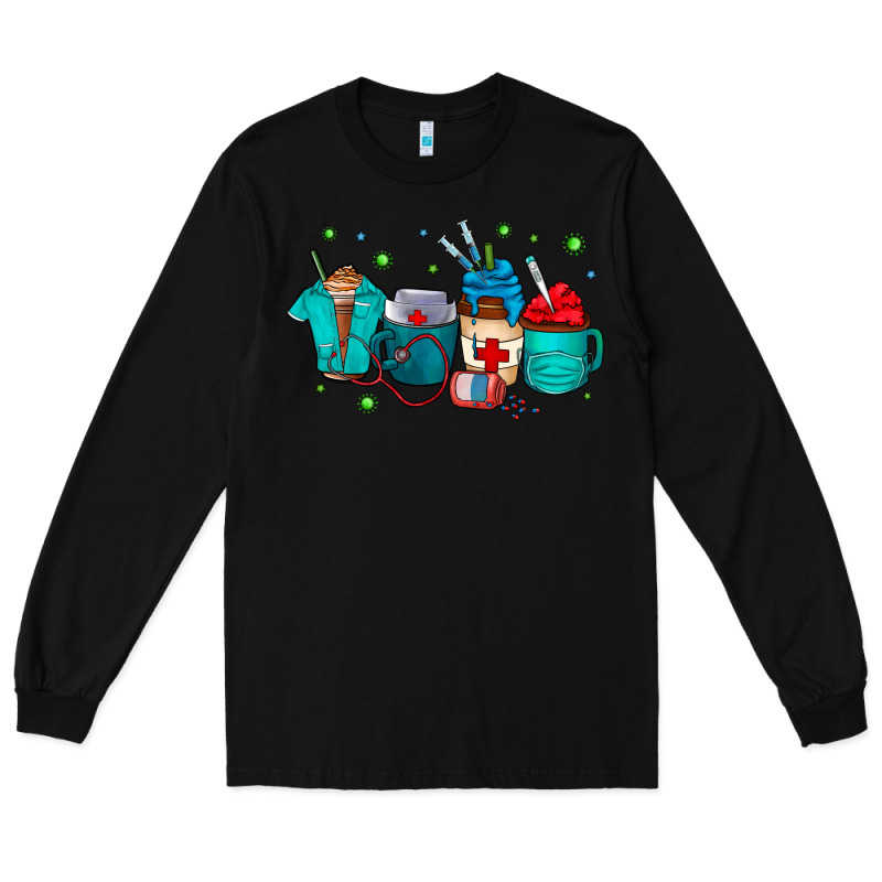 Nurse Drink Coffee Long Sleeve Tee by CowhideDigitalArt | Teevron