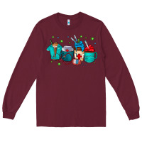 Burgundy nurse drink coffee Long Sleeve Tee - CowhideDigitalArt