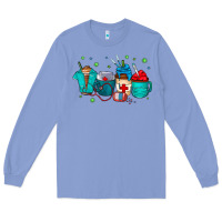 Colony Blue nurse drink coffee Long Sleeve Tee - CowhideDigitalArt