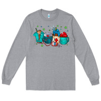 Heather Grey nurse drink coffee Long Sleeve Tee - CowhideDigitalArt