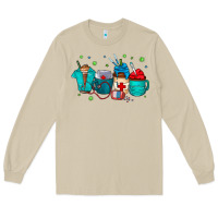 Mushroom nurse drink coffee Long Sleeve Tee - CowhideDigitalArt