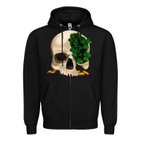 Black St patrick's day Skull with clovers Zipper Hoodie - Jasminsmagicworld