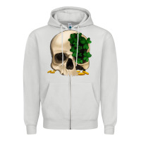 Dove Grey St patrick's day Skull with clovers Zipper Hoodie - Jasminsmagicworld