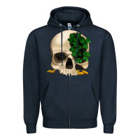 Navy St patrick's day Skull with clovers Zipper Hoodie - Jasminsmagicworld