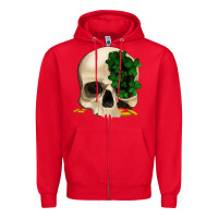 Red St patrick's day Skull with clovers Zipper Hoodie - Jasminsmagicworld