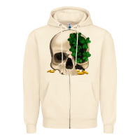 Sandshell St patrick's day Skull with clovers Zipper Hoodie - Jasminsmagicworld