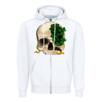 White St patrick's day Skull with clovers Zipper Hoodie - Jasminsmagicworld