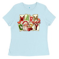 Baby Blue warm and cozy santa Ladies Tee - FaDigitalArtStudio