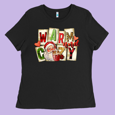 Warm And Cozy Santa Ladies Tee Designed By Fadigitalartstudio
