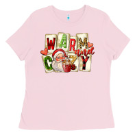 Bubblegum Pink warm and cozy santa Ladies Tee - FaDigitalArtStudio