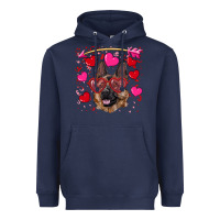 Navy valentine's german shepherd Heavyweight Hoodie - RanaPortraitStore