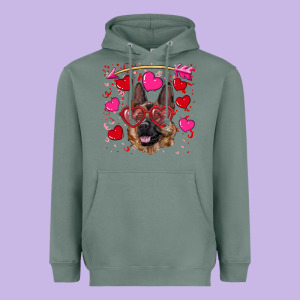 Valentine's German Shepherd Heavyweight Hoodie Designed By Ranaportraitstore