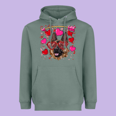 Valentine's German Shepherd Heavyweight Hoodie Designed By Ranaportraitstore