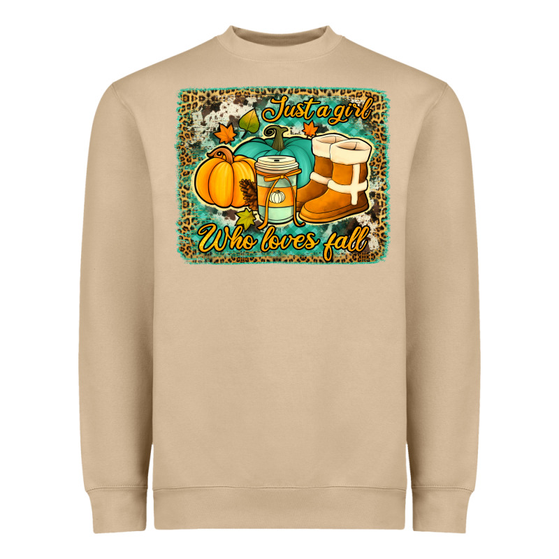 Just A Girl Who Loves Fall Background Heavyweight Sweatshirt by Jasminsmagicworld | Teevron