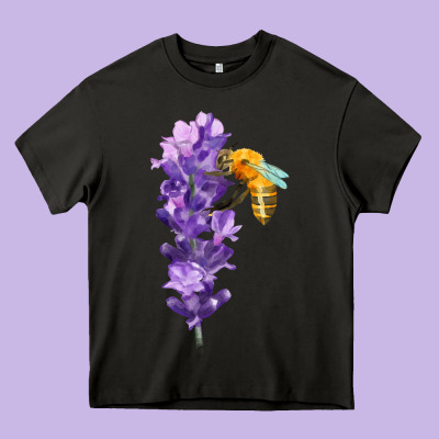 Honey Bee With Lavender Fa Element Heavy Core Tee Designed By Fadigitalartstudio