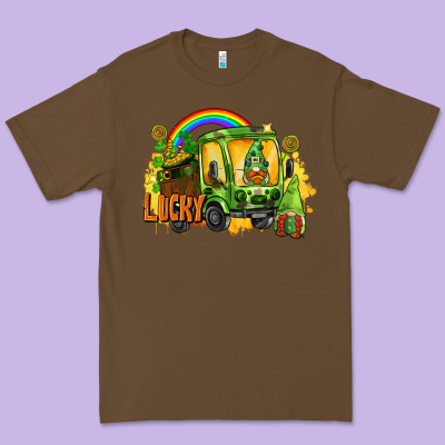 Lucky Gnomes Truck St. Patrick's Day Premium Tee Designed By Fadigitalartstudio