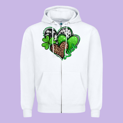 St. Patrick's Day Hearts Zipper Hoodie Designed By Jasminsmagicworld