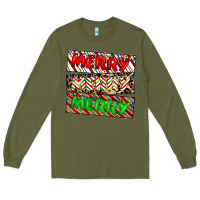Army Green merry merry merry Long Sleeve Tee - CowhideDigitalArt