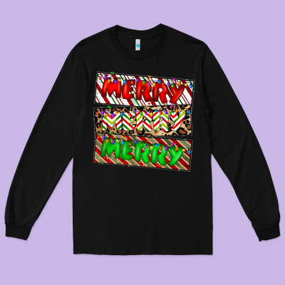 Merry Merry Merry Long Sleeve Tee Designed By Cowhidedigitalart