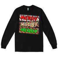Black merry merry merry Long Sleeve Tee - CowhideDigitalArt