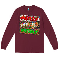 Burgundy merry merry merry Long Sleeve Tee - CowhideDigitalArt