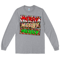 Heather Grey merry merry merry Long Sleeve Tee - CowhideDigitalArt