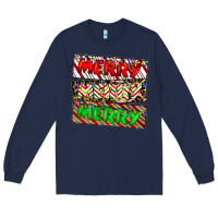 Navy merry merry merry Long Sleeve Tee - CowhideDigitalArt