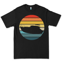 Black boat t  shirt boat trip silhouette on a distressed retro sunset produc Premium Tee - linhVisuals