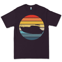 Plum boat t  shirt boat trip silhouette on a distressed retro sunset produc Premium Tee - linhVisuals