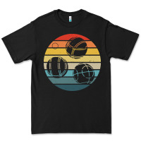 Black bocce ball t  shirt bocce ball silhouette on a distressed retro sunset Premium Tee - linhVisuals