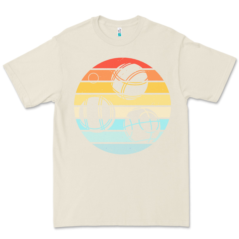 Bocce Ball T  Shirt Bocce Ball Silhouette On A Distressed Retro Sunset Premium Tee by linhVisuals | Teevron