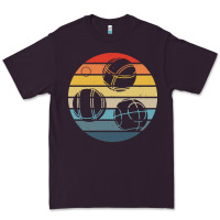 Plum bocce ball t  shirt bocce ball silhouette on a distressed retro sunset Premium Tee - linhVisuals