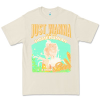 Bone pommeranian t  shirt dog owner, just wanna pet my pommeranian & drink Premium Tee - linhVisuals