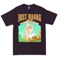 Plum pommeranian t  shirt dog owner, just wanna pet my pommeranian & drink Premium Tee - linhVisuals