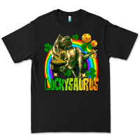Black luckysaurus St. Patricks Day Premium Tee - FaDigitalArtStudio