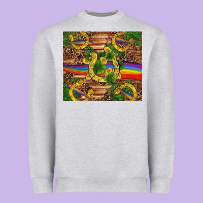 St Patricks Day Horseshoe Shamrock Rainbow Gold Heavyweight Sweatshirt Designed By Ranaportraitstore