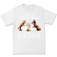 White it's all fun and games until someone loses a wiener shirt Premium Tee - linhVisuals
