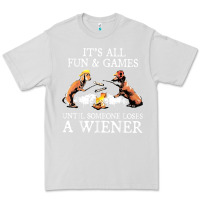 Dove Grey it's all fun and games until someone loses a wiener shirt Premium Tee - linhVisuals