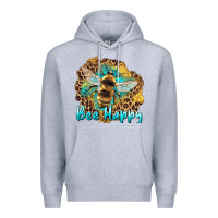 Heather Grey bee happy Premium Hoodie - Artiststas
