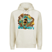 Oatmeal Heather bee happy Premium Hoodie - Artiststas