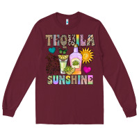 Burgundy Tequila Sunshine Long Sleeve Tee - CowhideDigitalArt