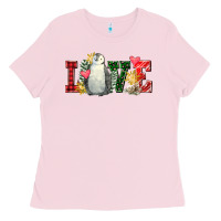 Bubblegum Pink christmas penguin love Ladies Tee - FaDigitalArtStudio